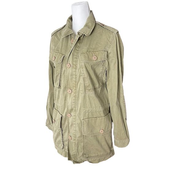 J.Crew Small Boyfriend Fatigue Jacket Army Green Full Zip VTG Utility - Picture 8 of 14